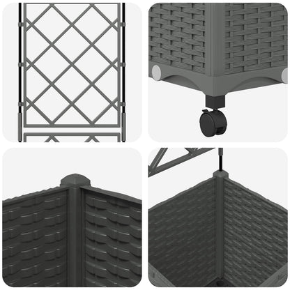 vidaXL Garden Planter with Trellis&Wheels Light Grey 40 x 40 x 149 cm 5