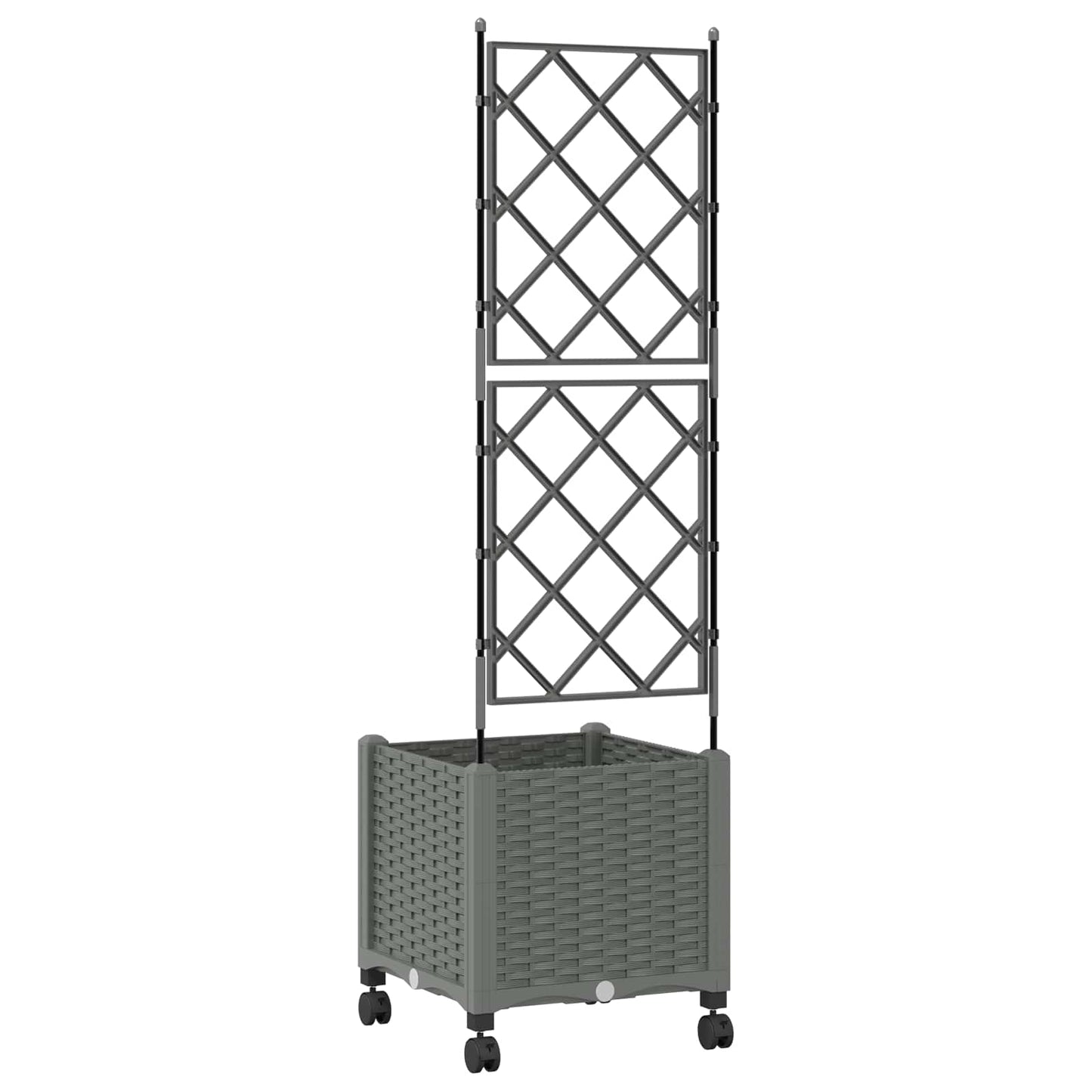 vidaXL Garden Planter with Trellis&Wheels Light Grey 40 x 40 x 149 cm 4