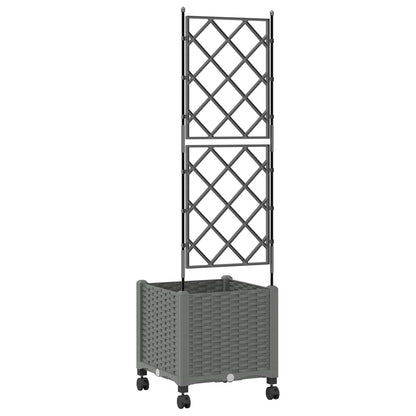 vidaXL Garden Planter with Trellis&Wheels Light Grey 40 x 40 x 149 cm 4