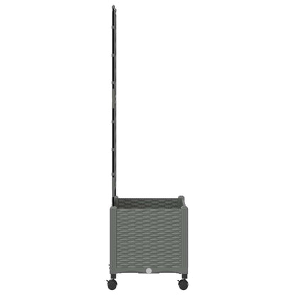vidaXL Garden Planter with Trellis&Wheels Light Grey 40 x 40 x 149 cm 3