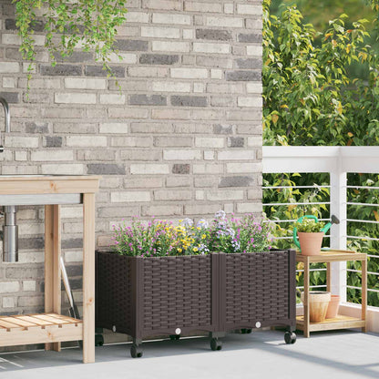 vidaXL Garden Planter with Wheels Brown 80 x 40 x 44 cm PP 1