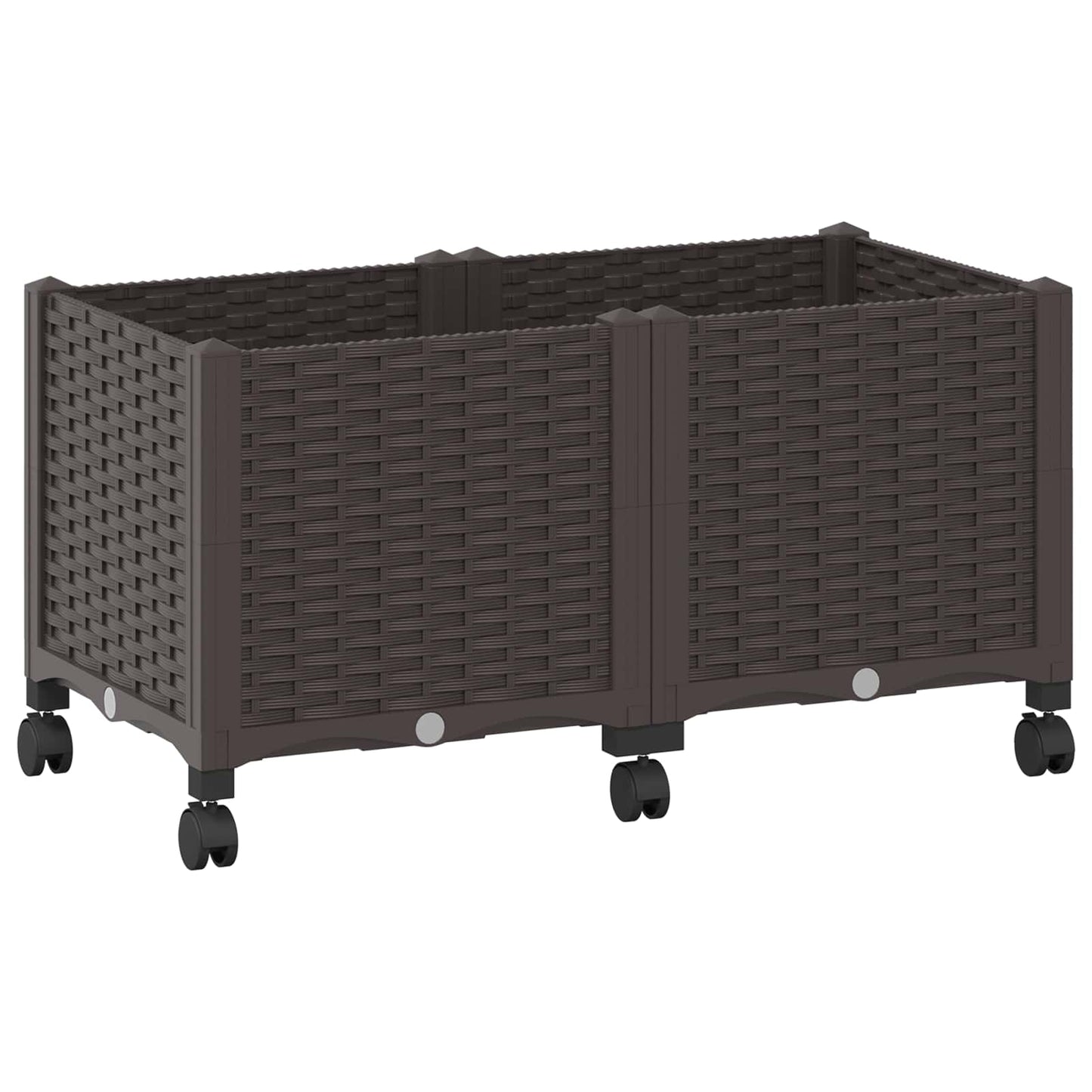 vidaXL Garden Planter with Wheels Brown 80 x 40 x 44 cm PP 2