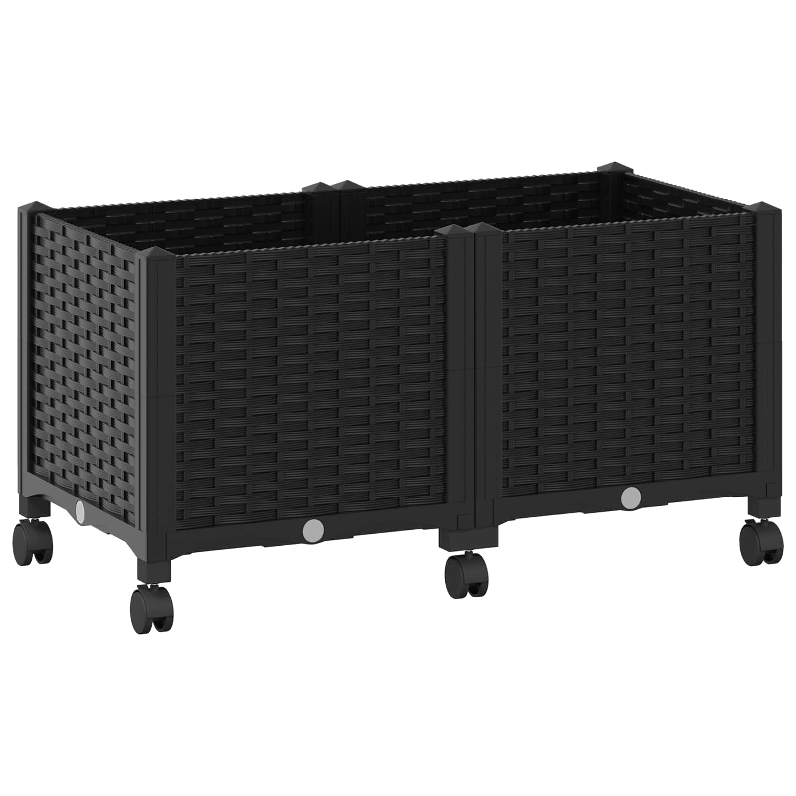 vidaXL Garden Planter with Wheels Black 80 x 40 x 44 cm PP 2