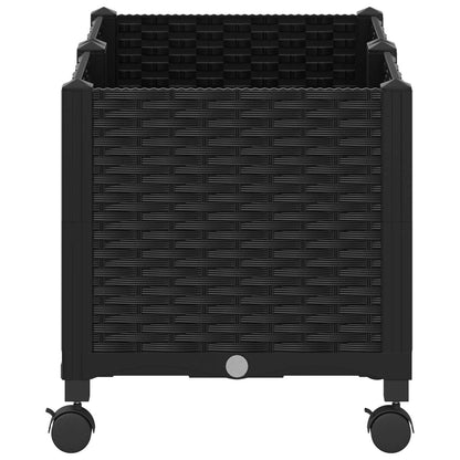 vidaXL Garden Planter with Wheels Black 80 x 40 x 44 cm PP 4