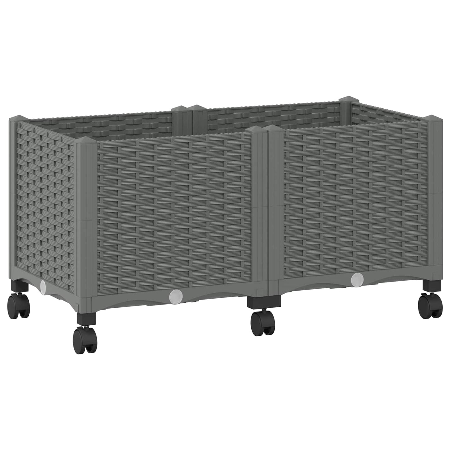 vidaXL Garden Planter with Wheels Light Grey 80 x 40 x 48 cm PP 2