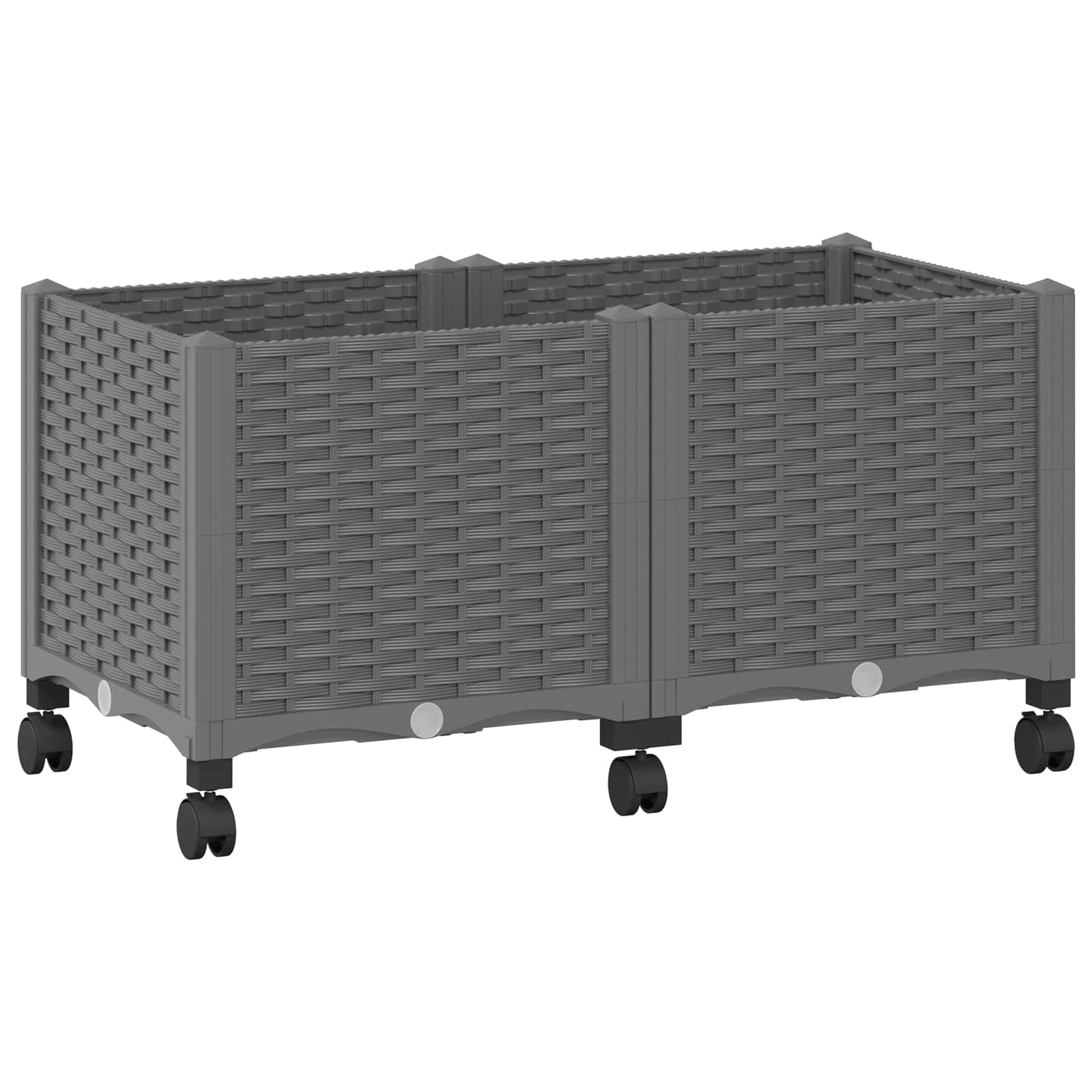 vidaXL Garden Planter with Wheels Light Grey 80 x 40 x 48 cm PP 2