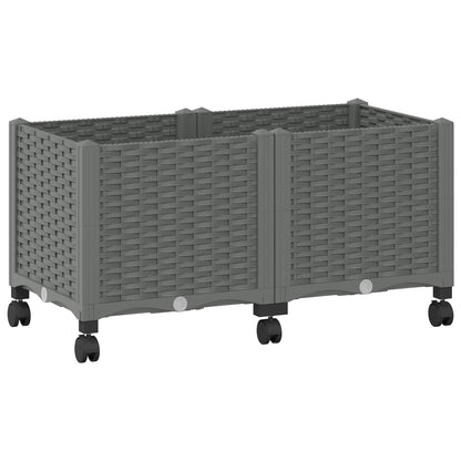 vidaXL Garden Planter with Wheels Light Grey 80 x 40 x 48 cm PP 2