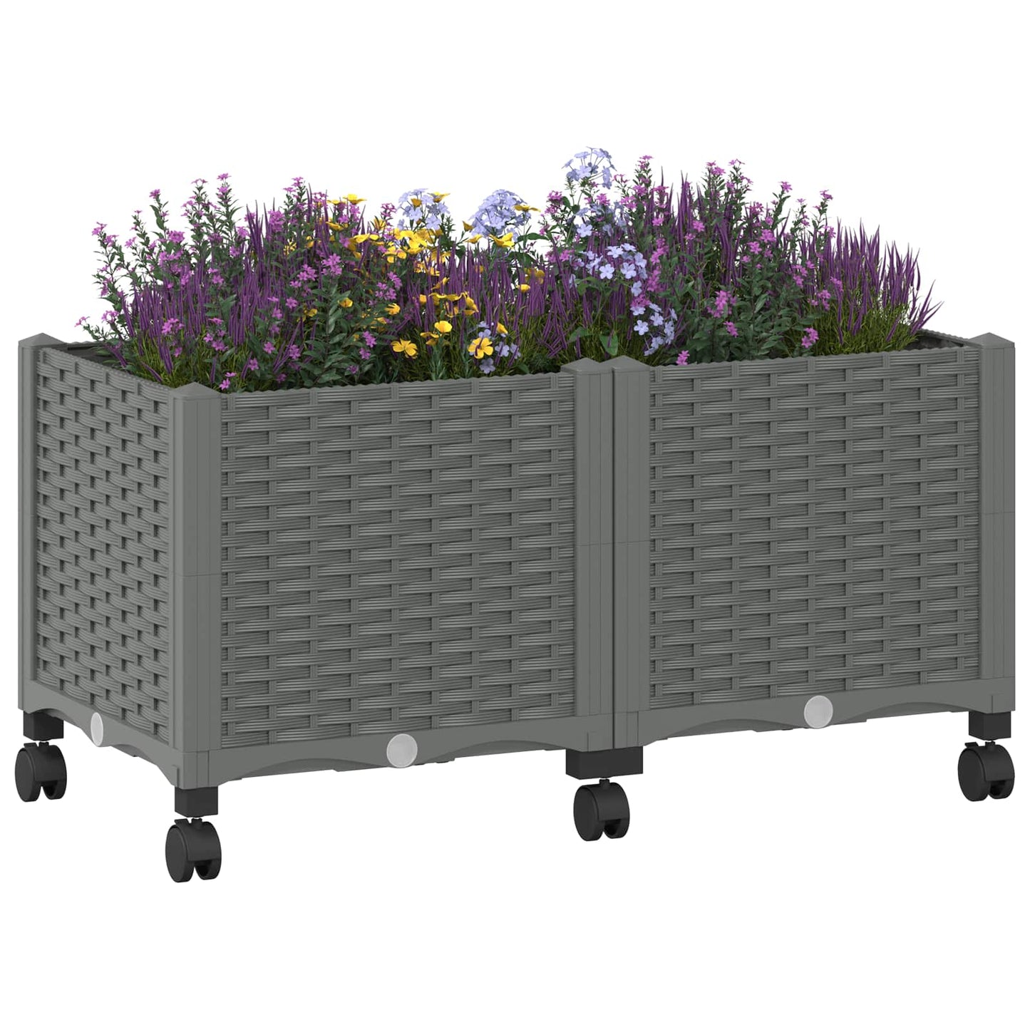 vidaXL Garden Planter with Wheels Light Grey 80 x 40 x 48 cm PP 3