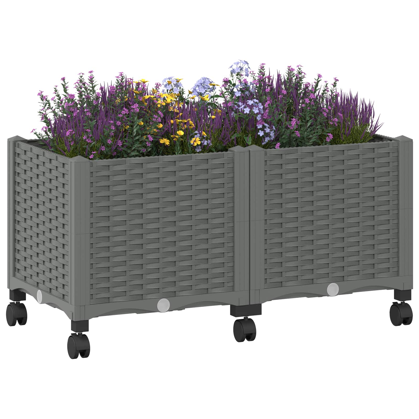 vidaXL Garden Planter with Wheels Light Grey 80 x 40 x 48 cm PP 3