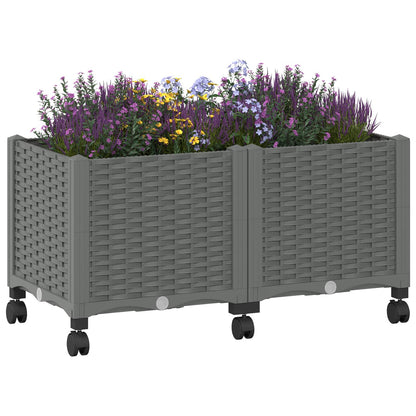 vidaXL Garden Planter with Wheels Light Grey 80 x 40 x 48 cm PP 3