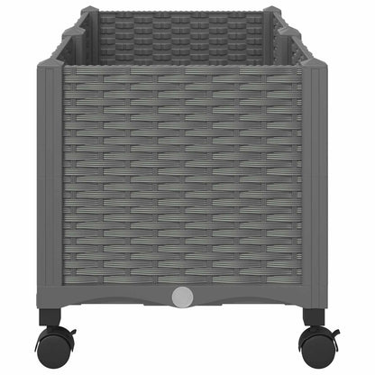 vidaXL Garden Planter with Wheels Light Grey 80 x 40 x 48 cm PP 4
