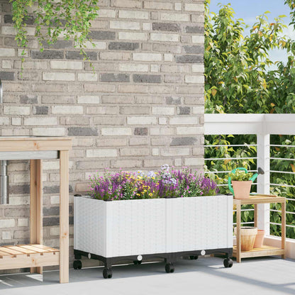 vidaXL Garden Planter with Wheels White 80 x 40 x 48 cm PP 1