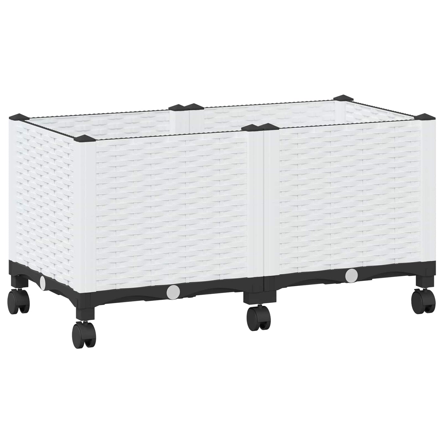 vidaXL Garden Planter with Wheels White 80 x 40 x 48 cm PP 2