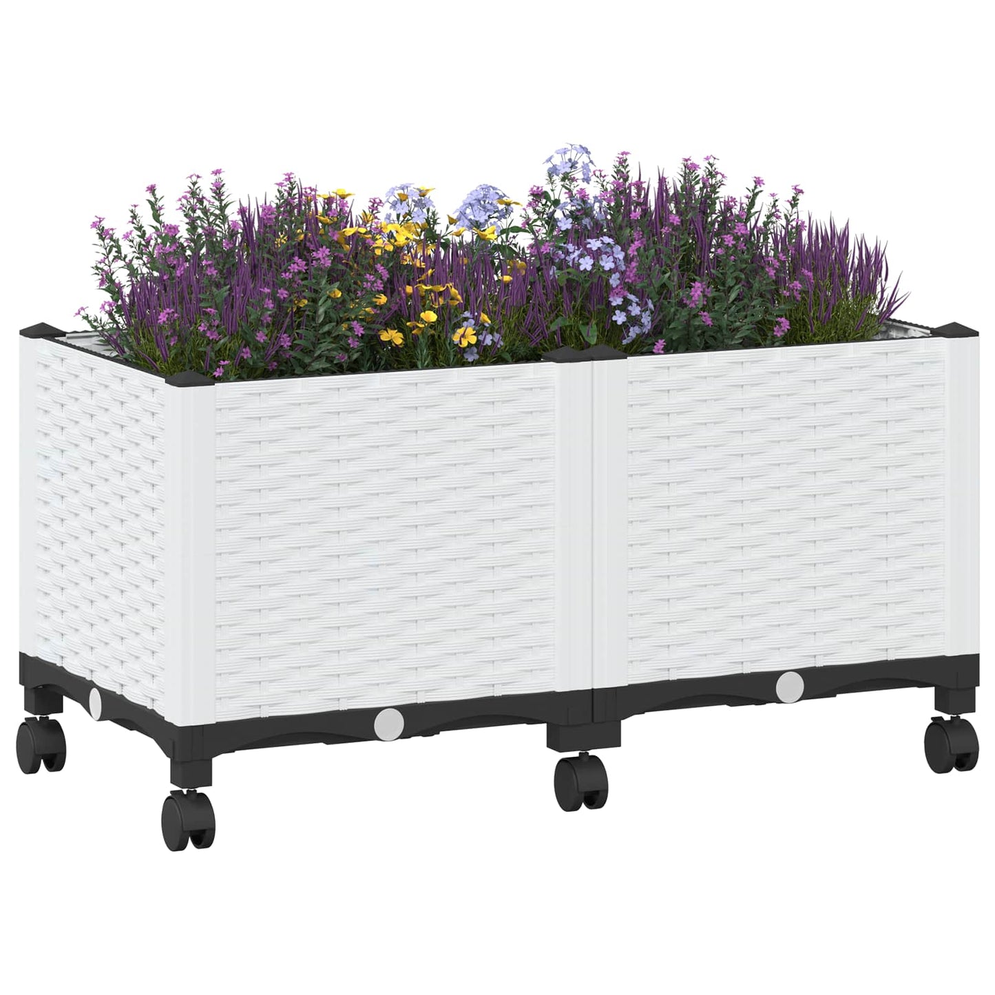 vidaXL Garden Planter with Wheels White 80 x 40 x 48 cm PP 3