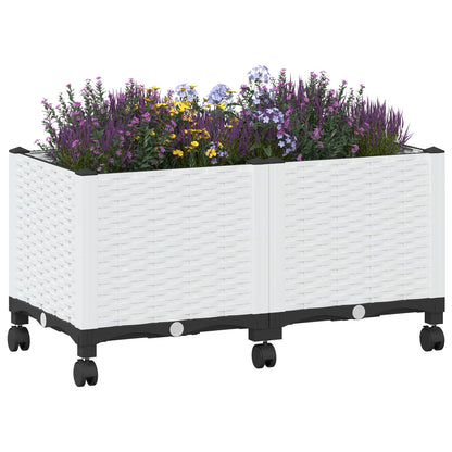 vidaXL Garden Planter with Wheels White 80 x 40 x 48 cm PP 3