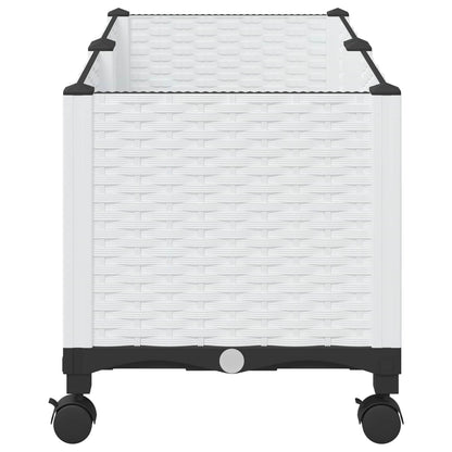 vidaXL Garden Planter with Wheels White 80 x 40 x 48 cm PP 4