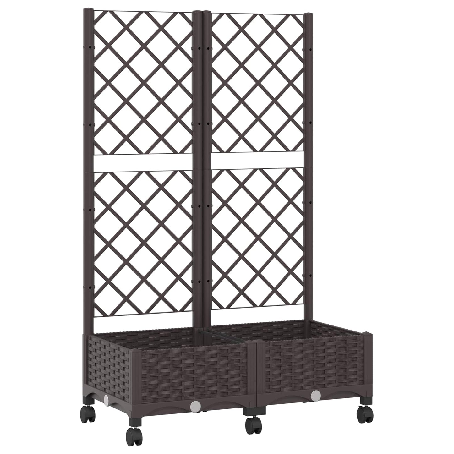 vidaXL Garden Planter with Trellis&Wheels Brown 80 x 40 x 131.5 cm PP 2