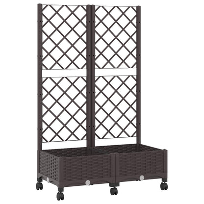 vidaXL Garden Planter with Trellis&Wheels Brown 80 x 40 x 131.5 cm PP 2
