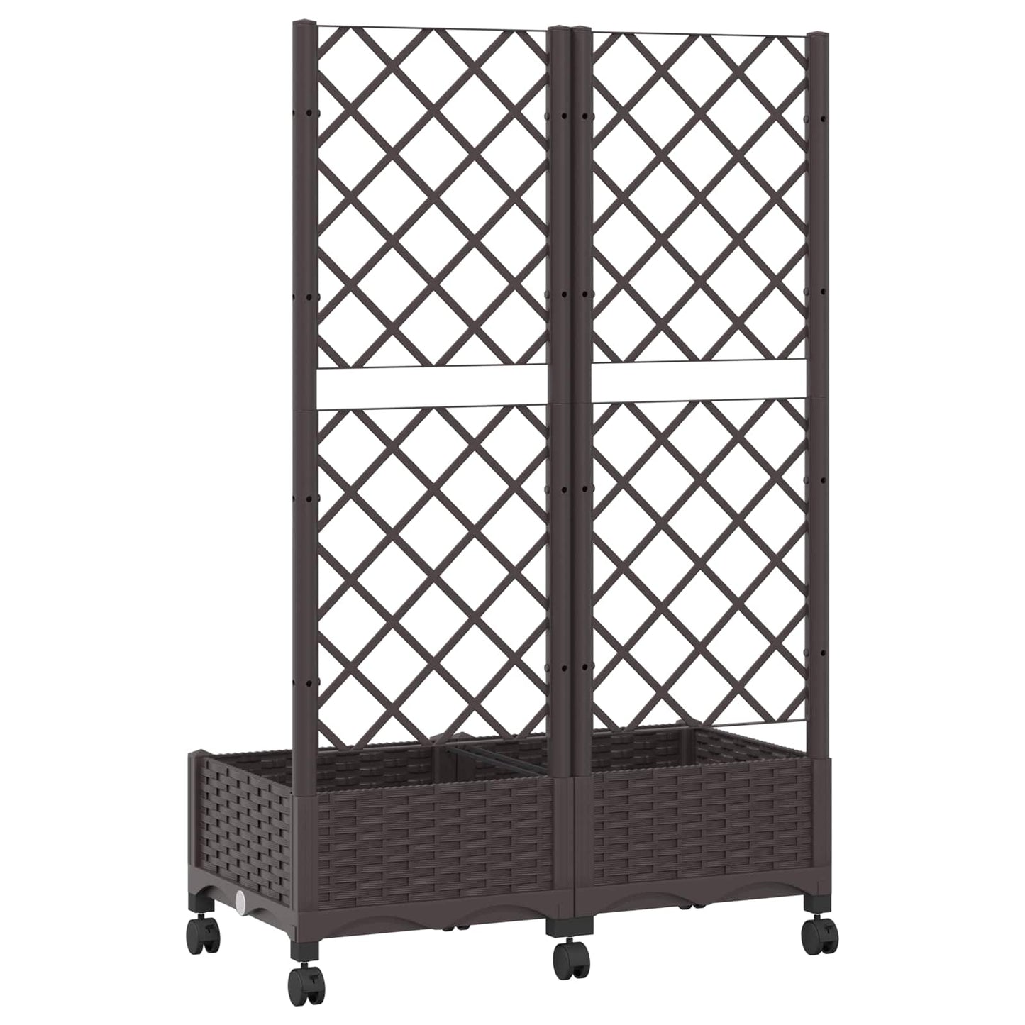 vidaXL Garden Planter with Trellis&Wheels Brown 80 x 40 x 131.5 cm PP 5
