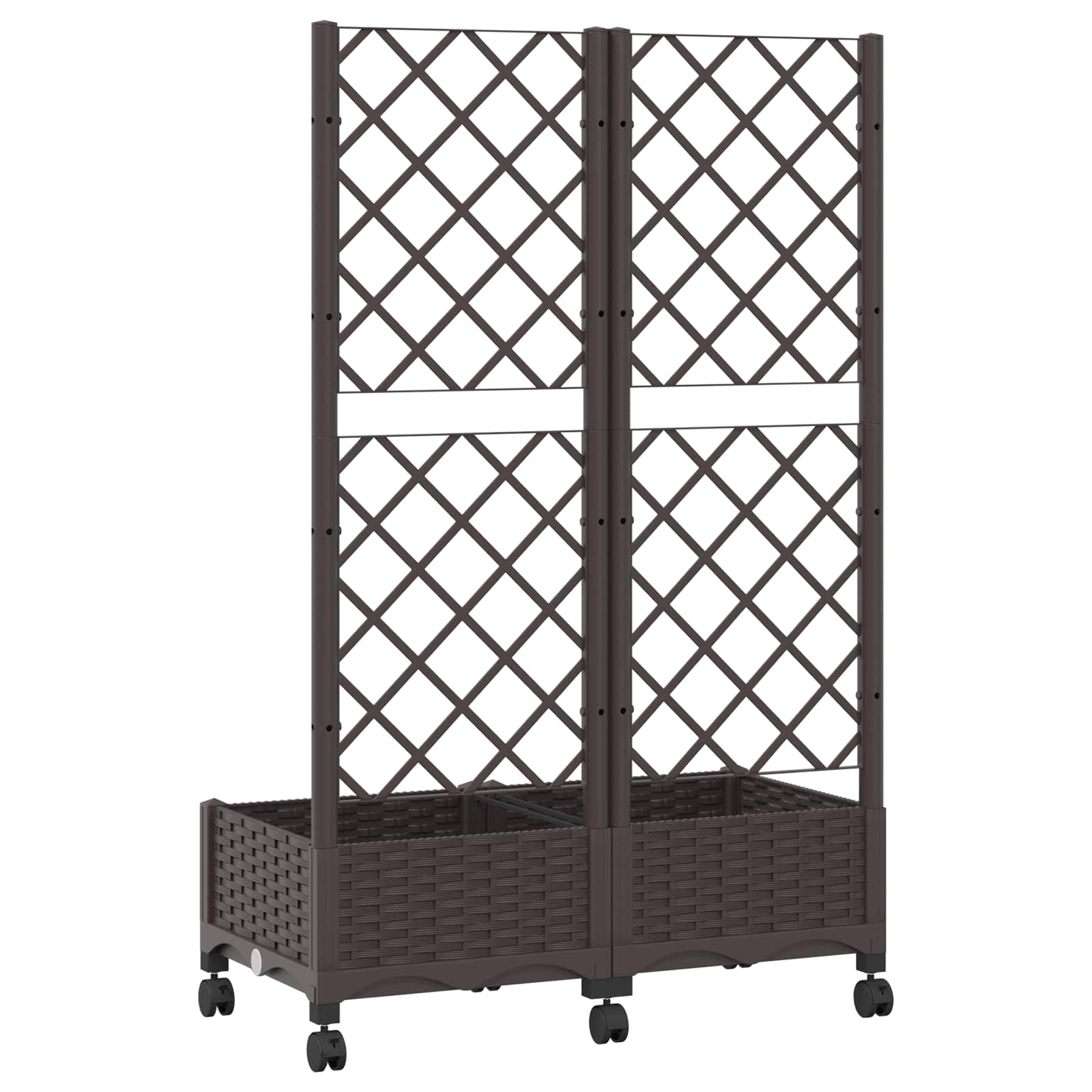 vidaXL Garden Planter with Trellis&Wheels Brown 80 x 40 x 131.5 cm PP 5