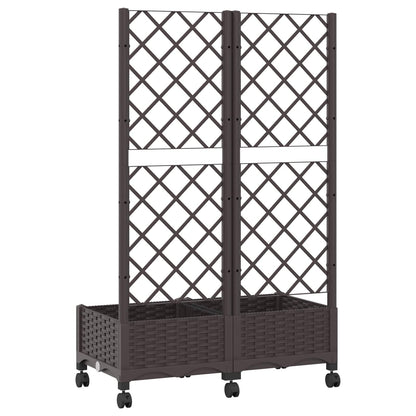 vidaXL Garden Planter with Trellis&Wheels Brown 80 x 40 x 131.5 cm PP 5