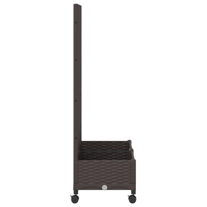 vidaXL Garden Planter with Trellis&Wheels Brown 80 x 40 x 131.5 cm PP 4