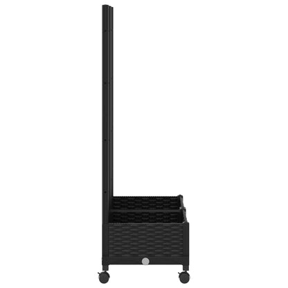 vidaXL Garden Planter with Trellis&Wheels Black 80 x 40 x 131.5 cm PP 4