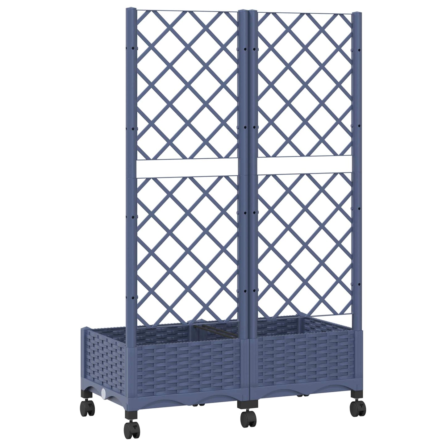 vidaXL Garden Planter with Trellis&Wheels Blue Grey 80 x 40 x 131.5 cm 5
