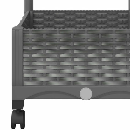 vidaXL Garden Planter with Trellis&Wheels Light Grey PP 6