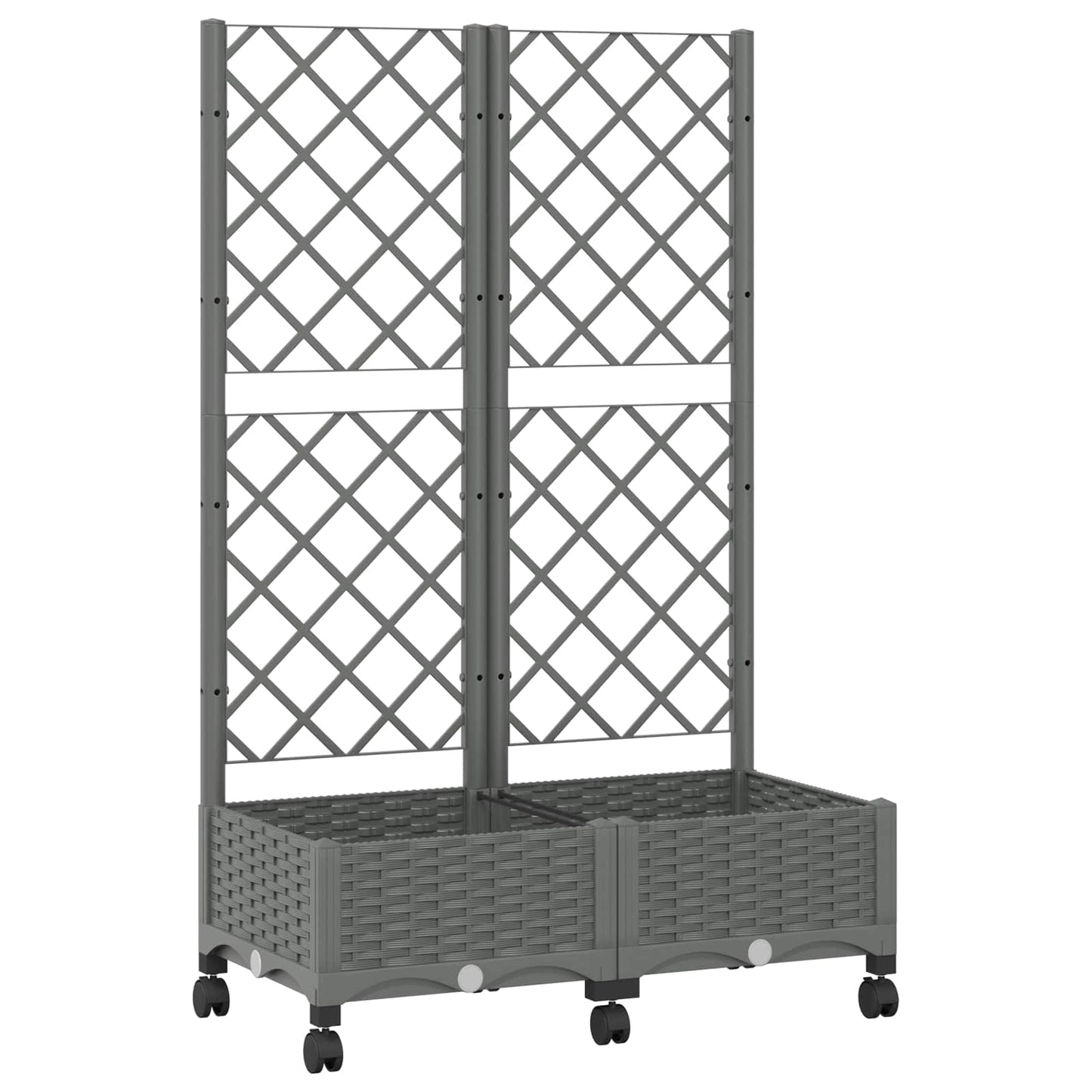 vidaXL Garden Planter with Trellis&Wheels Light Grey PP 2