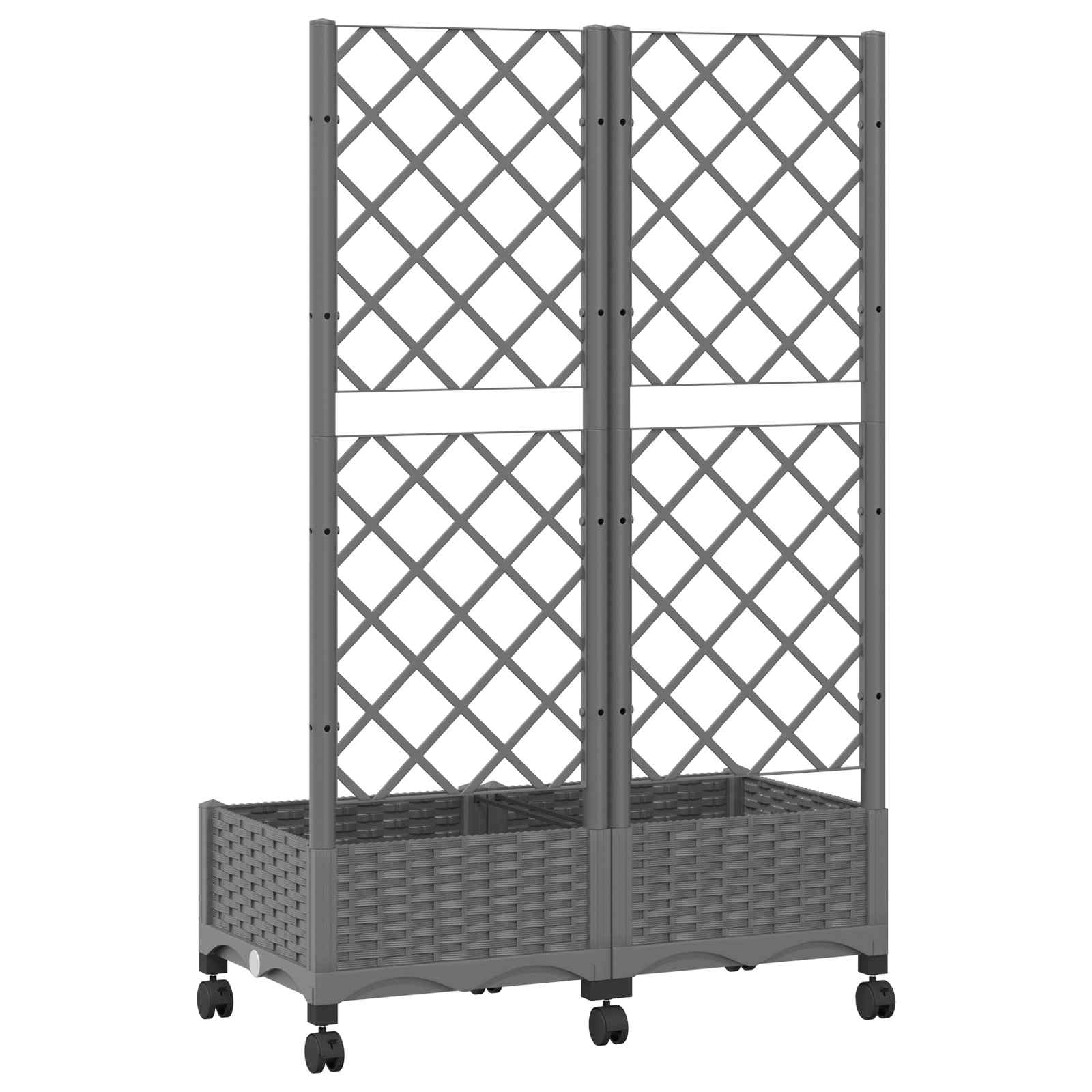 vidaXL Garden Planter with Trellis&Wheels Light Grey PP 5