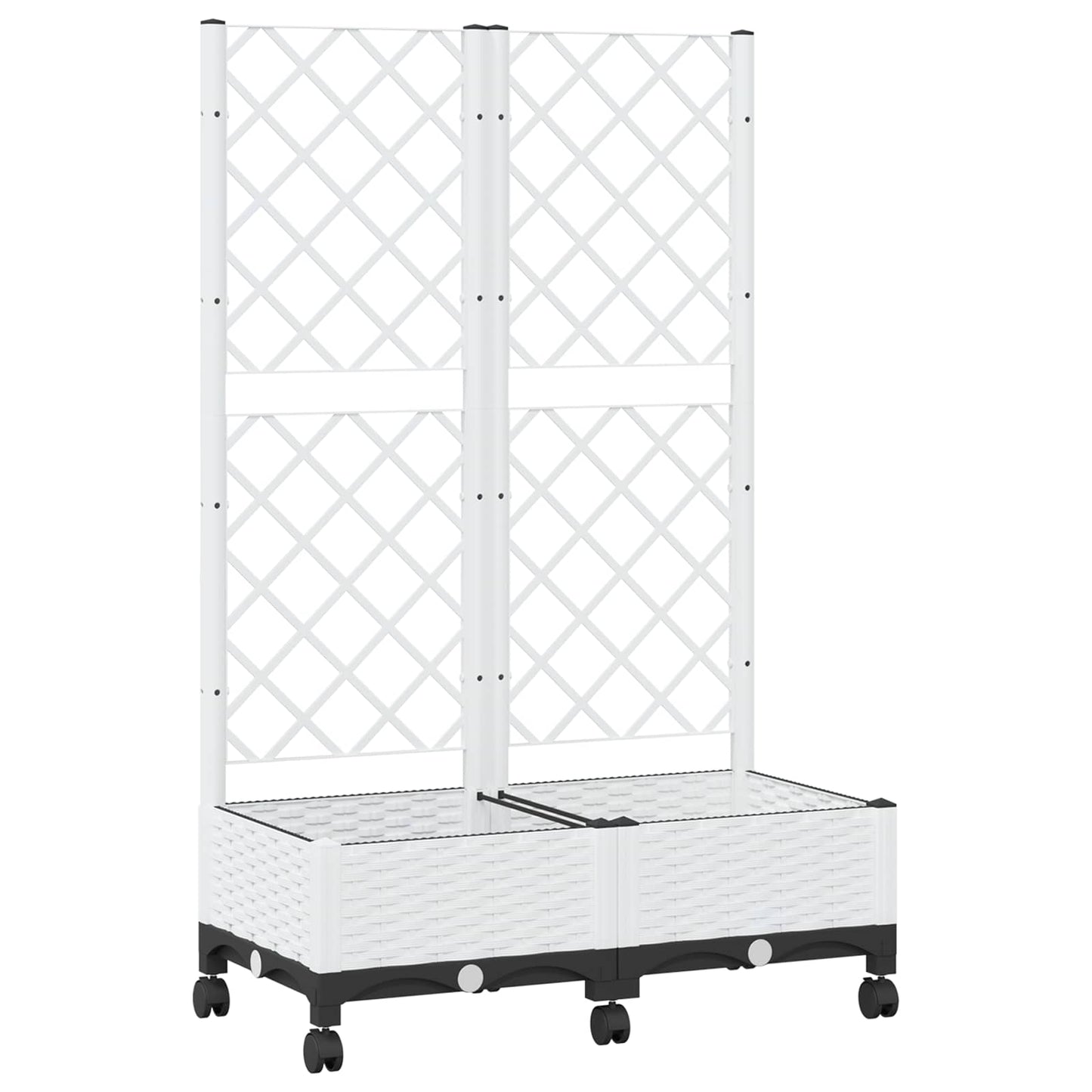 vidaXL Garden Planter with Trellis&Wheels White 80 x 40 x 131.5 cm PP 2