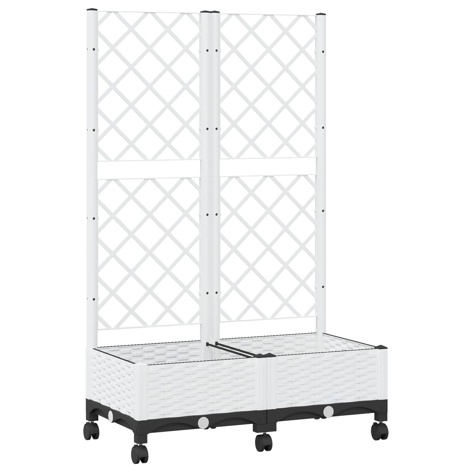 vidaXL Garden Planter with Trellis&Wheels White 80 x 40 x 131.5 cm PP 2