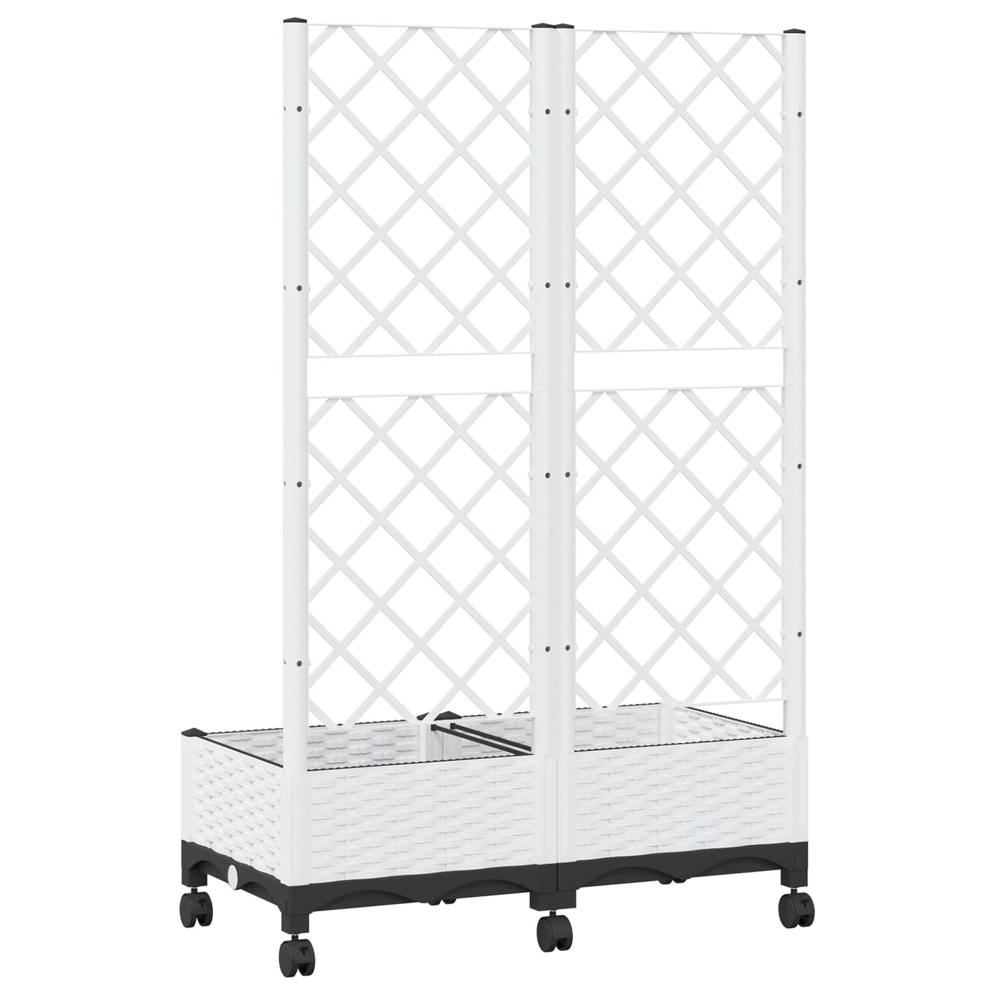 vidaXL Garden Planter with Trellis&Wheels White 80 x 40 x 131.5 cm PP 5
