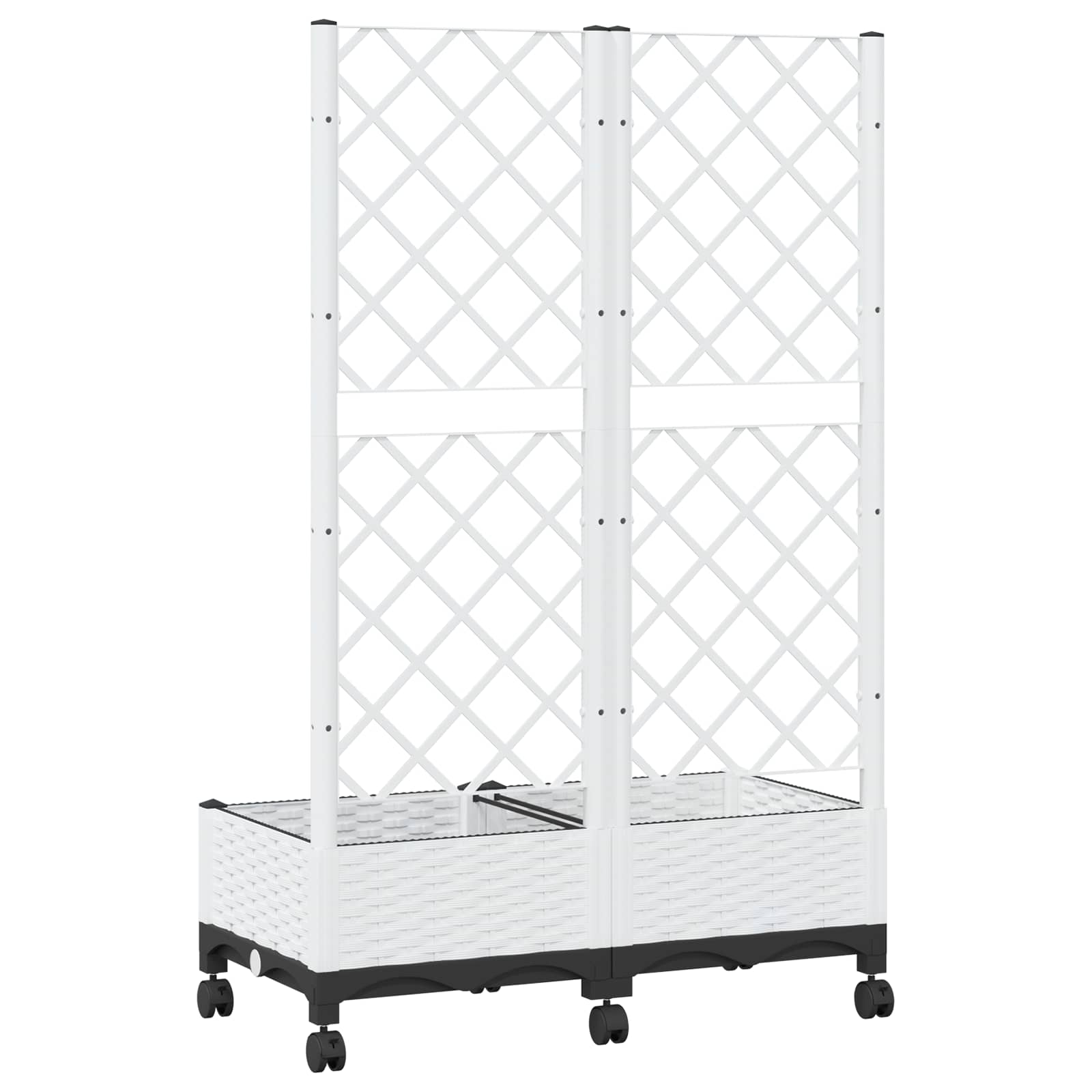 vidaXL Garden Planter with Trellis&Wheels White 80 x 40 x 131.5 cm PP 5