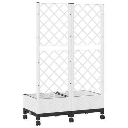 vidaXL Garden Planter with Trellis&Wheels White 80 x 40 x 131.5 cm PP 5