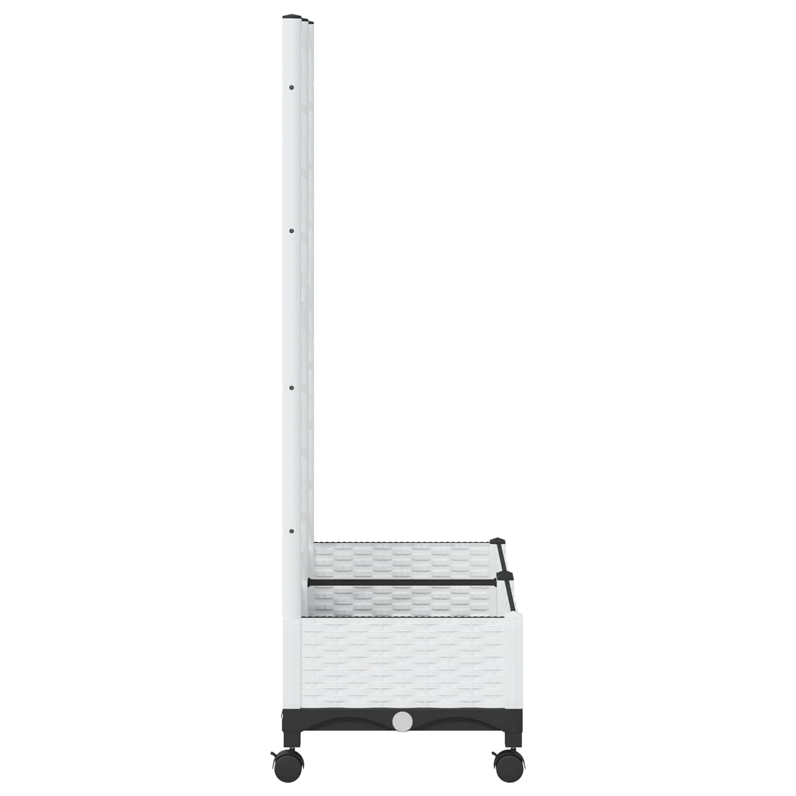 vidaXL Garden Planter with Trellis&Wheels White 80 x 40 x 131.5 cm PP 4