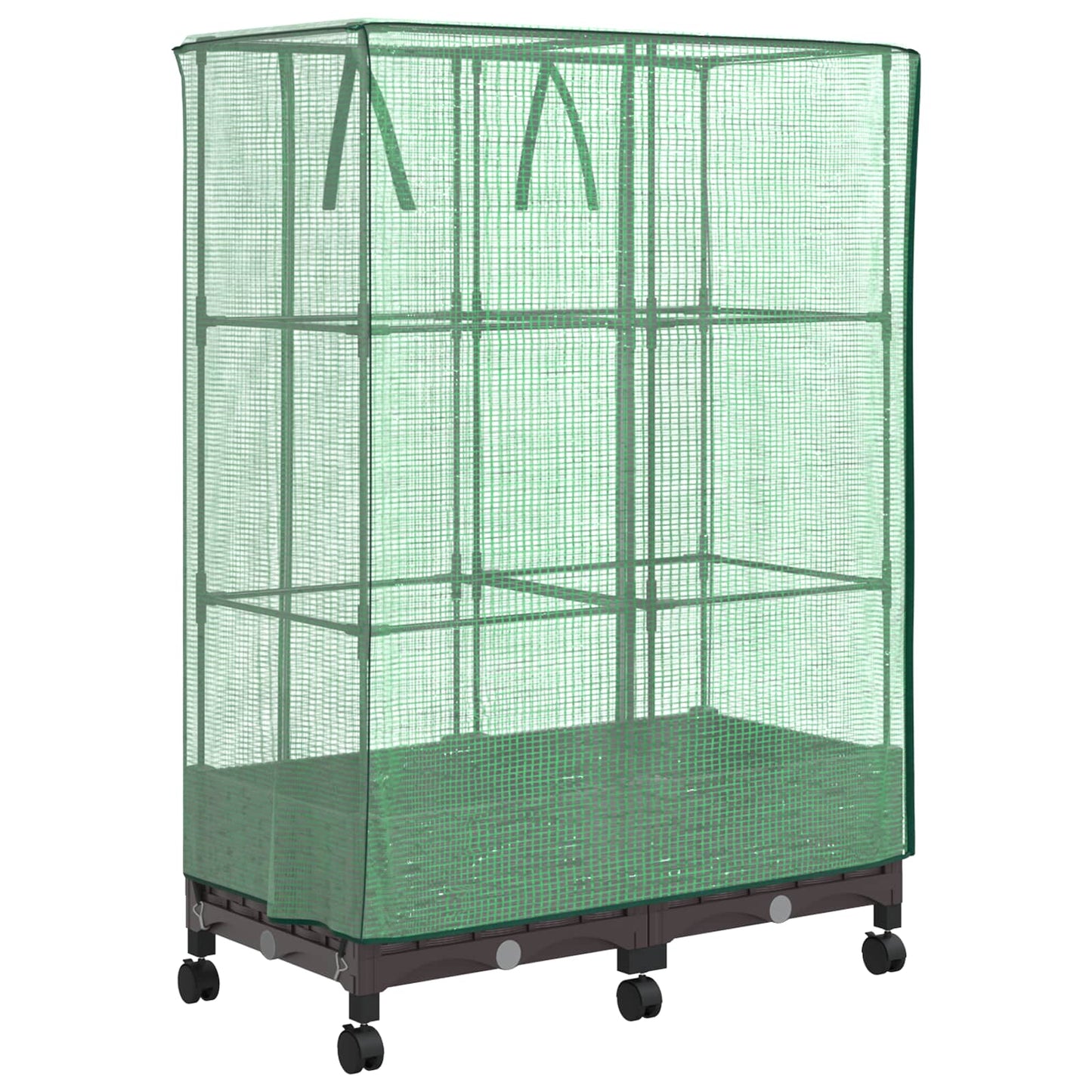 vidaXL Garden Planter with Greenhouse Cover&Wheels 2 pcs Brown PP 4