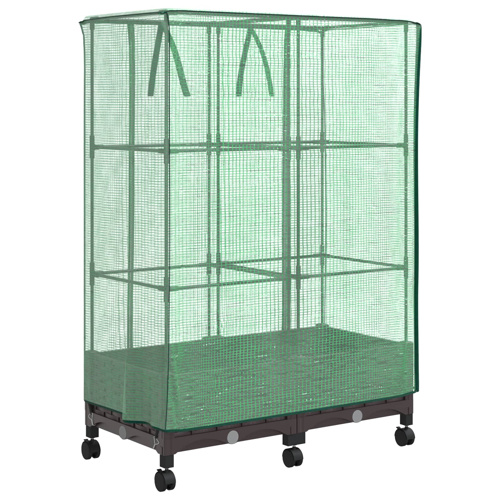 vidaXL Garden Planter with Greenhouse Cover&Wheels 2 pcs Brown PP 4