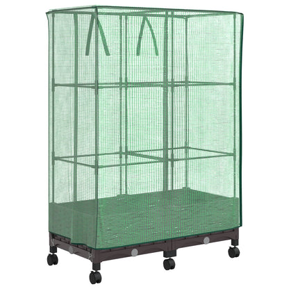 vidaXL Garden Planter with Greenhouse Cover&Wheels 2 pcs Brown PP 4