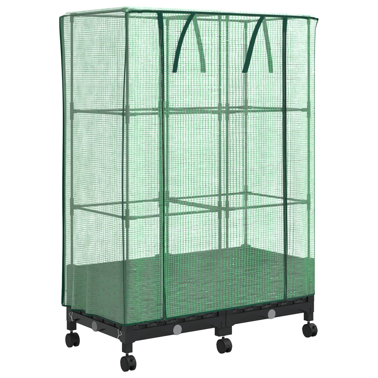 vidaXL Garden Planter with Greenhouse Cover&Wheels 2 pcs Black PP 2