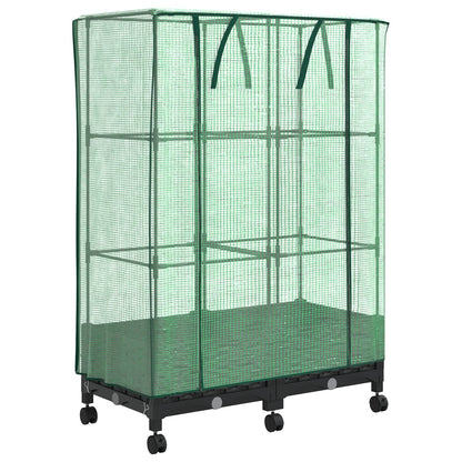 vidaXL Garden Planter with Greenhouse Cover&Wheels 2 pcs Black PP 2