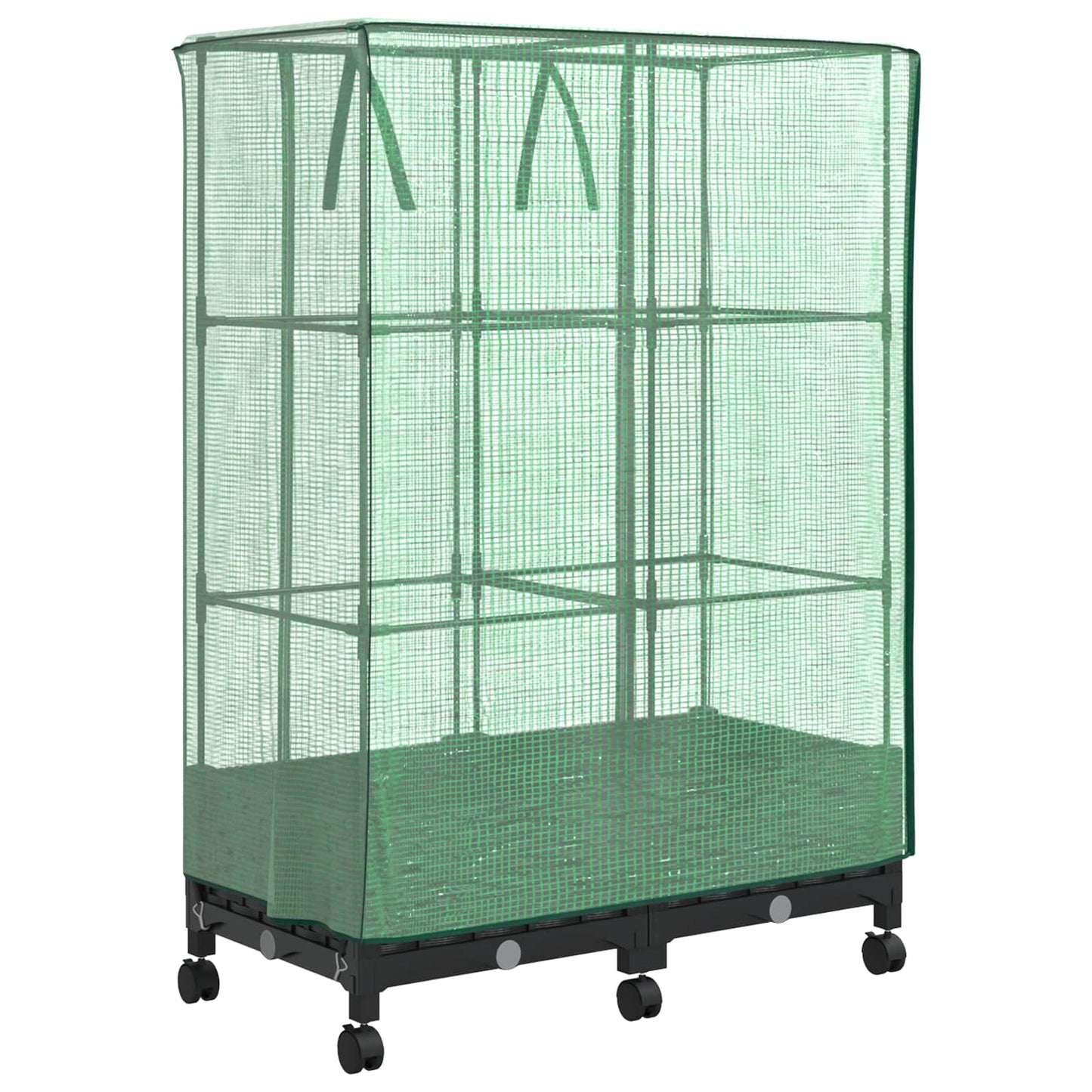 vidaXL Garden Planter with Greenhouse Cover&Wheels 2 pcs Black PP 4