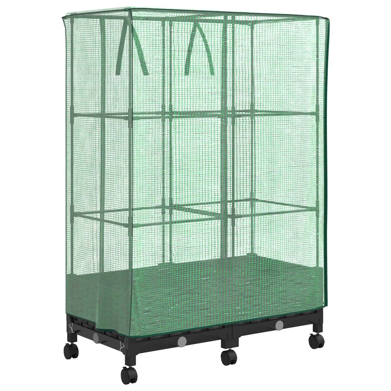 vidaXL Garden Planter with Greenhouse Cover&Wheels 2 pcs Black PP 4