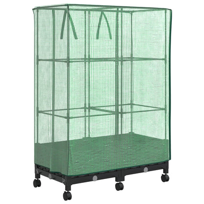 vidaXL Garden Planter with Greenhouse Cover&Wheels 2 pcs Black PP 4
