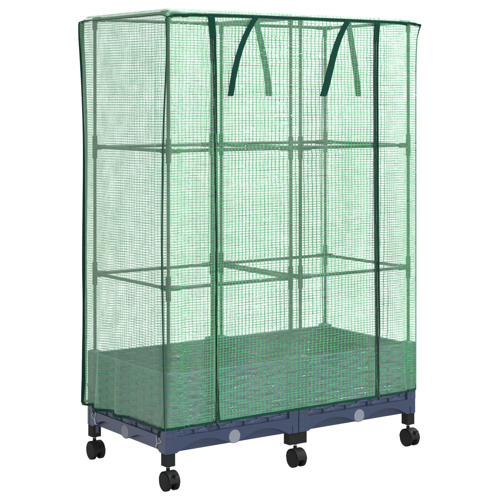vidaXL Garden Planter with Greenhouse Cover&Wheels 2 pcs Blue Grey PP 2
