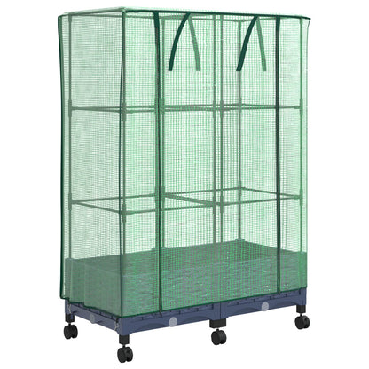 vidaXL Garden Planter with Greenhouse Cover&Wheels 2 pcs Blue Grey PP 2