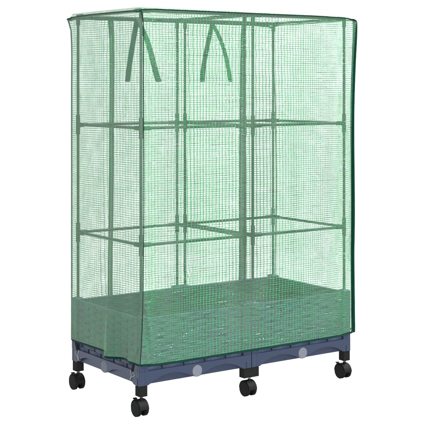 vidaXL Garden Planter with Greenhouse Cover&Wheels 2 pcs Blue Grey PP 4
