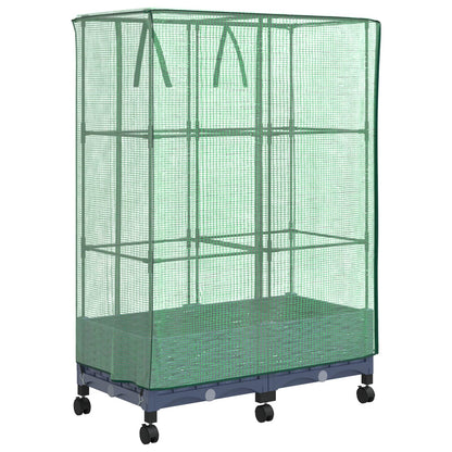 vidaXL Garden Planter with Greenhouse Cover&Wheels 2 pcs Blue Grey PP 4