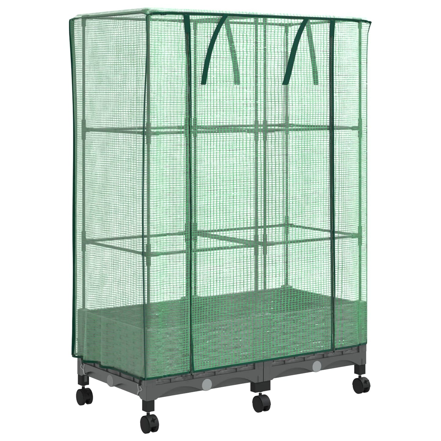 vidaXL Garden Planter with Greenhouse Cover&Wheels 2 pcs Light Grey PP 2